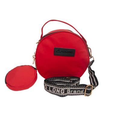Imagem de BOLSA FEMININA TRANSVERSAL  REDONDA MAIS PORTA MOEDA Vermelho - Ao Lon