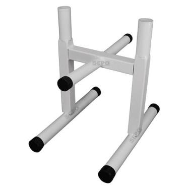 Imagem de Suporte para Anilhas até 50Kg e 2 Barras Expositor Júnior Branco - SEP