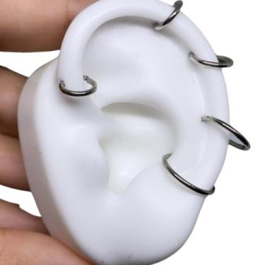 Imagem de Piercing Argola Articulada Clicke Segmentada Prateada Aço Cirúrgico - 