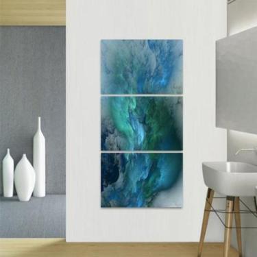 Imagem de Quadro Nuvens Azuis Abstrato Mosaico Vertical 3 Peças - NEYRAD