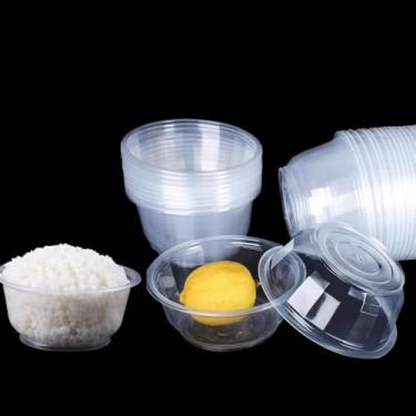 Imagem de UQUABESO Tigelas descartáveis de plástico transparente sem tampas, 400 ml, sopa, sobremesa, jantar, salada, festa, servir tigela para festas, churrasco, buffet, casamento (pacote com 50)