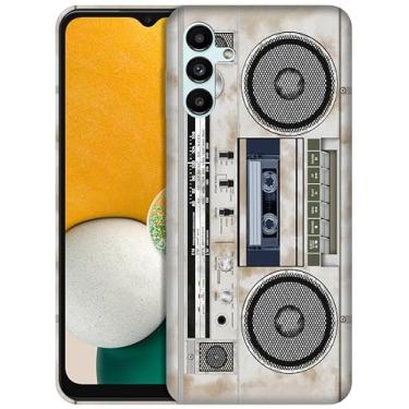 Imagem de GlamCase - Capa Samsung Galaxy A13 5G / 4G - Design vintage de gravador de cassete de rádio impresso fino e elegante bonito plástico rígido designer capa para telefone traseira/capa para Samsung A13