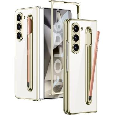 Imagem de Wibrthz Capa transparente para Samsung Galaxy Z Fold 6 com suporte para caneta S e S Pen, capa transparente com revestimento de cristal com protetor de tela, capa antiarranhões à prova de choque para