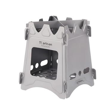 Imagem de Fogão a lenha de titânio, fogão de acampamento, fogão de mochila portátil de titânio dobrável para acampamento ao ar livre, piquenique, churrasco