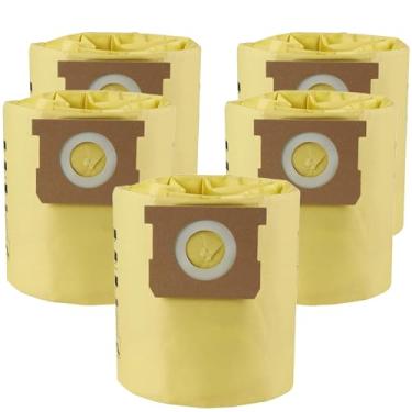 Imagem de Pacote com 5 91964 Shop Vac Bags 4 galões tipo D sacos de filtro de vácuo de alta eficiência, compatíveis com Shop-Vac 4 galões AllAround Plus Aspiradores úmidos/secos, peça # 9196400 9196433