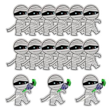 Imagem de 100 peças de etiquetas de papel para decoração de doces de Halloween, mamãe, fantasma, pirulito, porta-biscoitos, cartões, doces ou travessuras, artesanato, festa, casa, suprimentos DIY