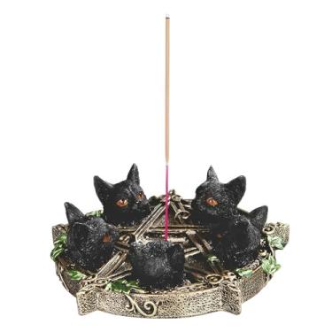 Imagem de ICE ARMOR Estátua de queimador de incenso de gatos de 14 cm de largura para decoração de decoração de casa/quarto, para inauguração de casa, feriados e aniversários, ótima adição colecionável