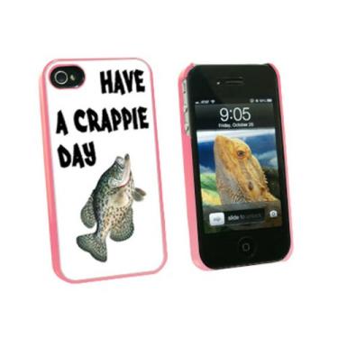 Imagem de Graphics and More Have A Crappie Day - Peixe Fishing Crappy - Capa protetora rígida de encaixe para Apple iPhone 4 4S - Rosa - Estojo de transporte - Embalagem não varejo - Rosa