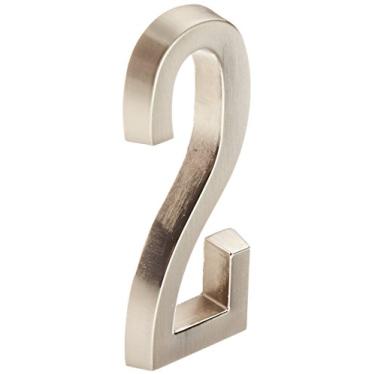 Imagem de Distinctions por Hillman 843282 placa autoadesiva fundida de 10 cm, níquel escovado, número 2