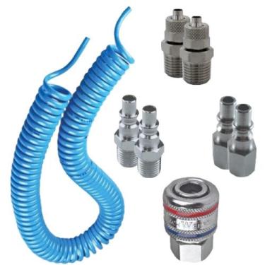 Imagem de Mangueira Espiral Pu 8mm X 3 Mts Kit Engate Rápido Ar