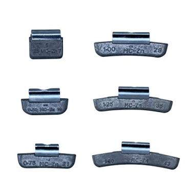 Imagem de | 24 peças | Série MC | Pesos de roda com clipe de zinco .25 .50 .75 1.0 1.25 42.5 g (4 de cada) para veículos domésticos com aros de liga leve