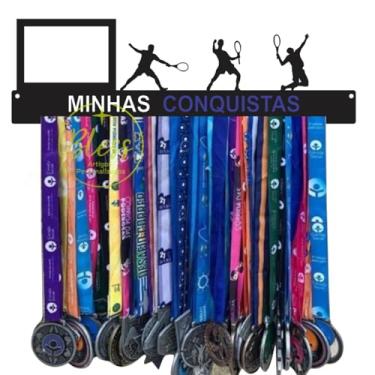 Imagem de Porta Medalhas de Tênis Masculino 'Minhas Conquistas' Quadro Decorativo com Foto MDF
