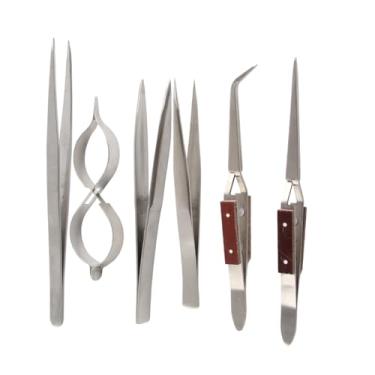 Imagem de 6 pçs/set Jóias Ponta Curva Reta Pinça de Bloqueio Automático Ferramenta de Fabricação de Jóias com Artesanato Requintado para Beadwork