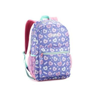 Imagem de Mochila Costas Bolsa Juvenil Grande Reforçada Feminina - Denlex, Azul