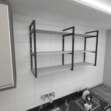 Imagem de Prateleira industrial para cozinha aço cor preto prateleiras 30 cm cor