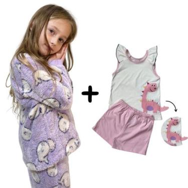 Imagem de Pijama Infantil Inverno Soft Fleece Menina  - kit 4 peças - Minhoquéce