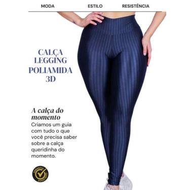 Imagem de 2 Calça Legging 3D Poliamida Básico Cintura Alta Grossa Fitness Academ