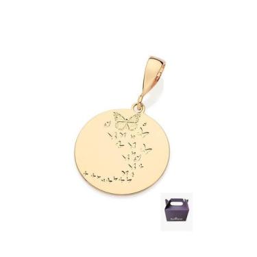 Imagem de Medalha Borboletas Personalizável Banhada 542851 Rommanel, Dourado