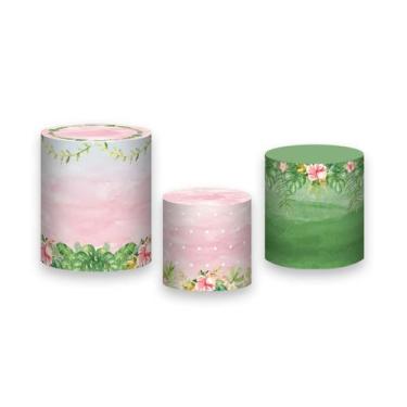 Imagem de Trio de Capas de Cilindro -  Safari Aquarela Rosa 052 - Via Cores