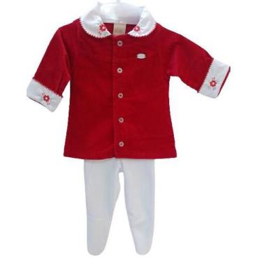Imagem de Vestido Cotelê Calça Grossa Elastano Bebê Menina Katita 2785, Vermelho