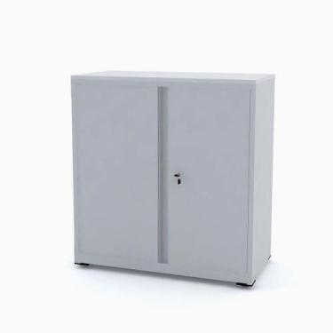 Imagem de Armário de Aço Baixo com Tampo de Madeira Ap406sl Pandin 84 cm Cinza C