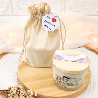 Imagem de Lembrancinha de batizado para padrinhos vela aromática 100g saco algod