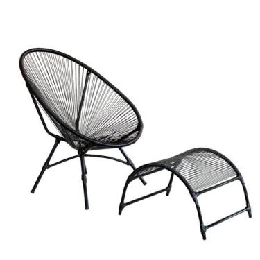 Imagem de Kit Cadeira Kinder Acapulco Oval com Apoio para Pés para Jardim - Pret