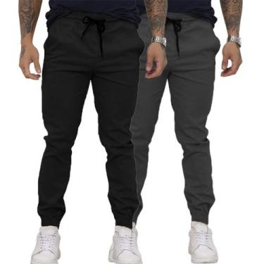 Imagem de Kit 02 Calças Jogger Sarja Masculina Com Punho Elástico - TBasics, M
