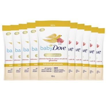 Imagem de Kit Sabonete Líquido Dove Baby Refil Hidratação Glicerinada 180ml - 10