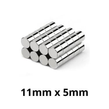 Imagem de Kit 50 Peças Imã Neodímio Disco Magnético N35 11 x 5 mm Super Forte Po