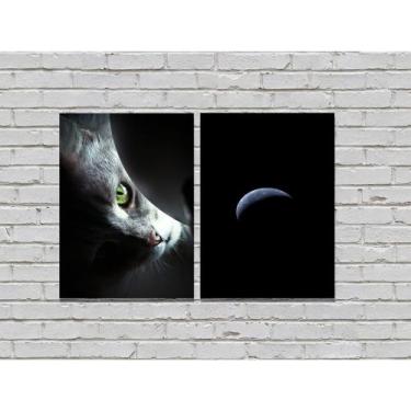 Imagem de Quadro Placa Decorativa Cat to the moon MDF - Quadrinhos.me, M