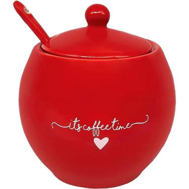 Imagem de Açucareiro Lamour 350ml Porcelana Vermelho PCLN176VM - Hauskraft