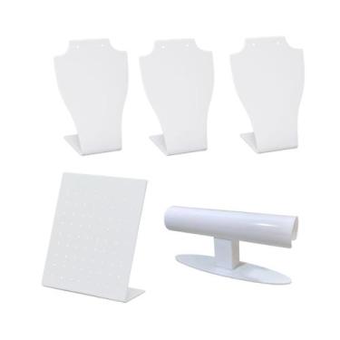 Imagem de Kit de expositores Bracelete 72 furos Colar Brinco - branco - Acrihome
