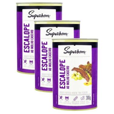 Imagem de kit 3 Escalope ao Molho Caseiro Vegetal Superbom Lata 380g