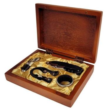 Imagem de Kit Presente Caixa de Madeira com 4 Acessórios Para Vinho - Boccati