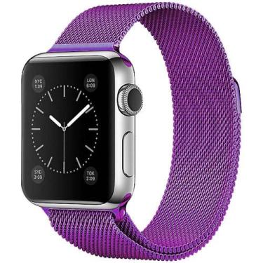 Imagem de Pulseira Loop Milanese Malha de Aço P/  Watch 42mm  44mm Roxa - ISD
