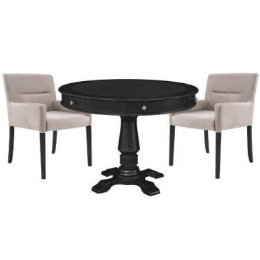 Imagem de Mesa de Jogos Carteado Redonda Victoria Tampo Reversível Preto com Kit