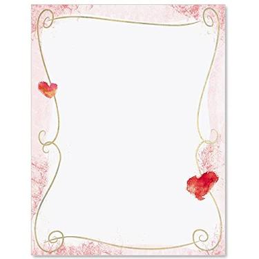 Imagem de Paperdirect Adoráveis Corações Vermelho Rosa Noivado Dia dos Namorados Papel Tema Papelaria, Papel de Borda, Papel Timbrado 21 x 28, 25 folhas, Papel de Escrita Premium Elegante, Papel Decorativo para
