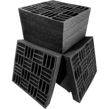 Imagem de Foroomaco Pacote com 12 painéis de espuma à prova de som para paredes, painéis acústicos estilo grade 12,6 x 12,6 x 2 polegadas para tratamento acústico de estúdio doméstico (preto)