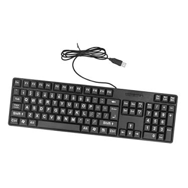 Imagem de Teclado de Impressão Grande Com Fio, Interface USB de Teclado Com Fio para Laptop para Computador Desktop para Idosos
