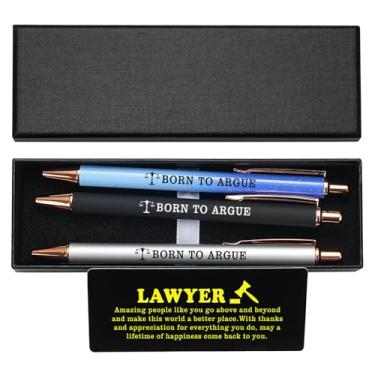 Imagem de WHLBHG Conjunto de 3 canetas esferográficas retráteis para advogados, presente de advogado, 1 mm, tinta preta média para escola, escritório, lei, escola, formatura, presente, escalas de justiça,