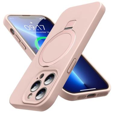 Imagem de KMAMBAG Capa Mag-Ring projetada para iPhone 13 Pro Max, silicone líquido [fator hidratante], capa de celular extremamente macia e fina com suporte [compatível com Mag Safe] para 13 Pro Max de 6,7