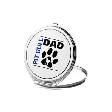 Imagem de SpreadPassion Espelho compacto Pit Bull Dad, espelho fotográfico de pai, espelho de maquiagem de viagem pequeno espelho portátil, espelho de bolso portátil, ideia de aniversário (1, redondo)