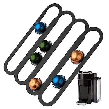Imagem de IMPRESA Suporte para cápsulas de café – compatível com cápsulas Nespresso VertuoLine – Plástico preto, capacidade de 20 cápsulas, 35,5 x 35,5 cm – Tiras pré-aplicadas – Organizador de cápsulas