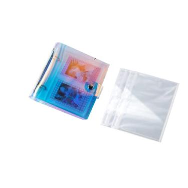 Imagem de Mini álbum de fotos de 100 bolsos, suporte para fotos à prova d'água, conjunto de porta-retratos com bolsa de folha solta para fichário, bolso para fotos para mini fotos ou cartão de nome, tamanho carteira com bolso de foto recarregável (4x6, cor)