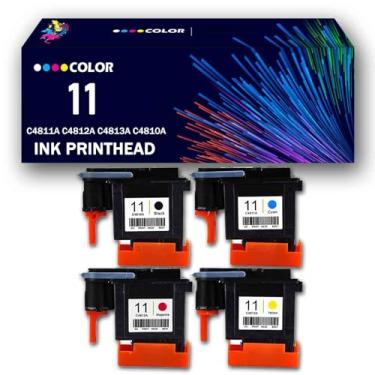 Imagem de YIZHIYZ 4 peças 11 cabeças de impressão, cabeça de impressão de substituição para HP 500 510 800 1000 1100 1100dtn 1200d 1200dtn 1200dtw 2230 2280 2280tn 2300 2300dtn 2300dtn 0n 5000 impressoras ps