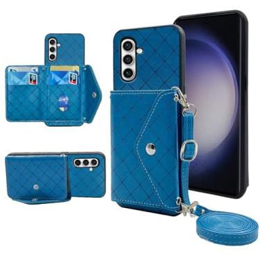 Imagem de Furiet Capa carteira para Samsung Galaxy S24 FE 5G com alça de ombro transversal e suporte de couro PU suporte para cartão de crédito compartimento para identidade fina para celular S 24 EF S24FE 24S