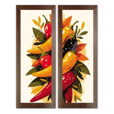 Imagem de Kit 2 Quadros Decorativos para Cozinha Área Goumet kitnet copa Pimenta Tempero 20x60cm