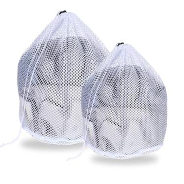 Imagem de Gjinxi Sacos de roupa de malha, saco de lavanderia para delicados com fecho de cordão, sacos de lavagem de malha para lingerie, sutiã, roupa íntima, calça, calça, meias (2 peças, M + S)