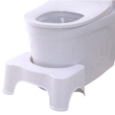 Imagem de Banquinho Auxiliar Para Vaso Sanitário Apoio Pés Cócoras Base Antiderrapante Ergonômico Portátil